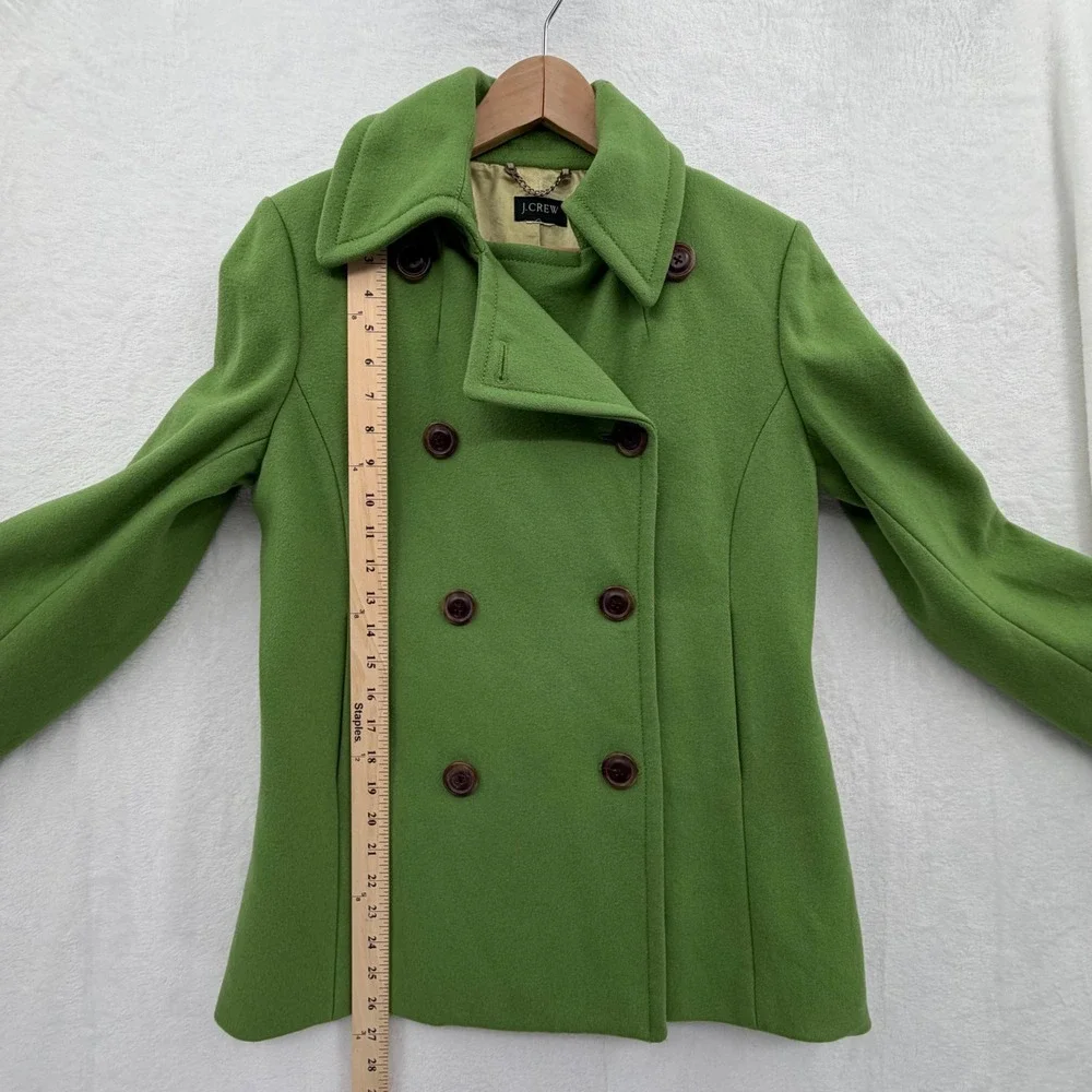 Vintage J. Crew Women's Pea Coat Green XSmall Heritage Prep Wool Old Money - Picture 4 of 11